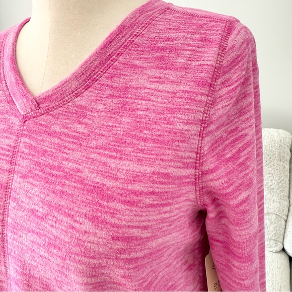 XS S M L St. John's Bay Pink Long Sleeve V-Neck Top fleece - Picture 3 of 4